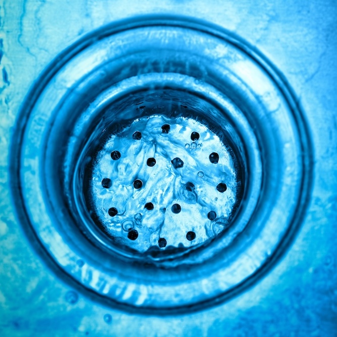 Drain photographed with a blue light filter.